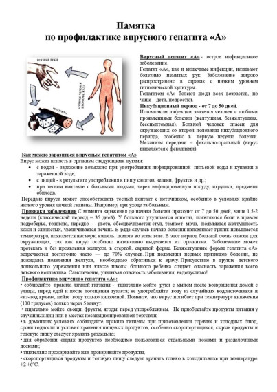 Памятка по профилактике вирусного Гепатита А.